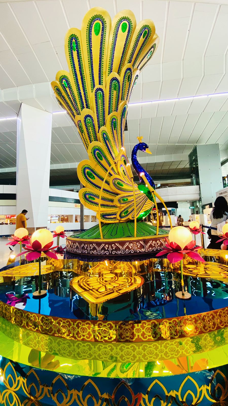 Grand Installation of peacock at Delhi Airport