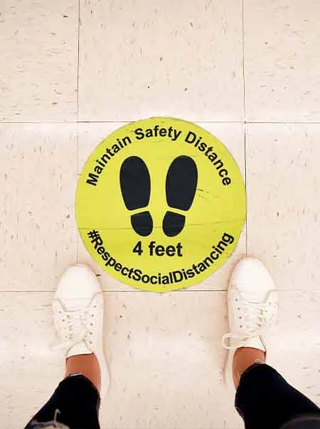 Maintaining social distancing With Floor Stickers