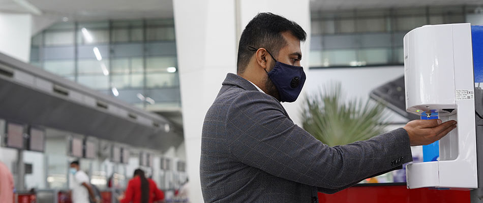 Hand Sanitization at Delhi Airport